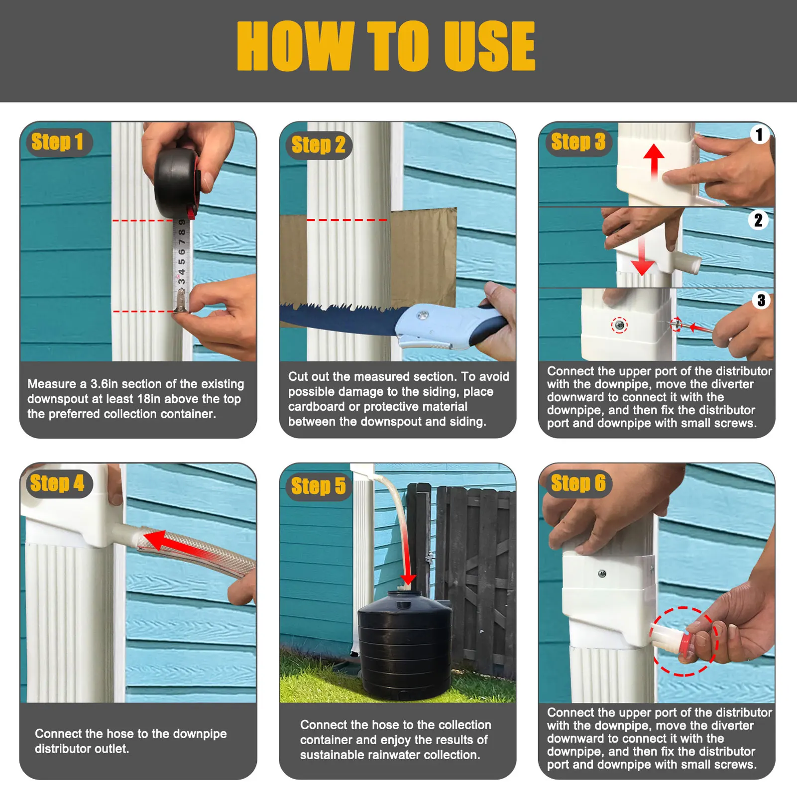 Rainwater Collection System Professional UV Resistant Downspout Diverter Kit for Outdoor Garden Lawn Rain Water Diverter Kit