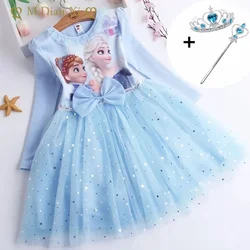 Fall Dresses for Girls Vestidos Frozen Elsa Dresses Birthday Party Long Sleeve Princess Costume Teen Children's Party Clothes