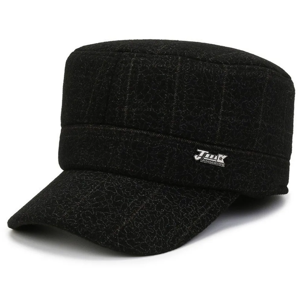 Classic Style Fleece Lined Men Flat Cap Thickened Cold Proof Newsboy Cap Ear Protection Cotton Fabric Gatsby Cap Daily Wear