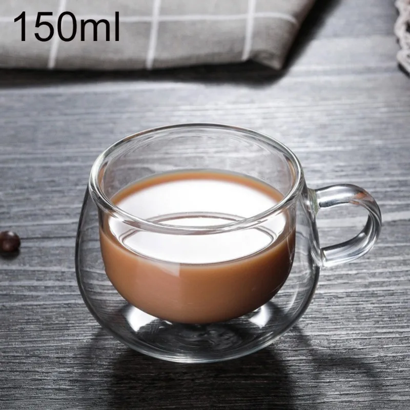 150/250/350ML Heat Resistant Double Wall Glass Coffee Cup with Handle Cappuccino Latte Breakfast Tea Milk Water Clear Cups Gift