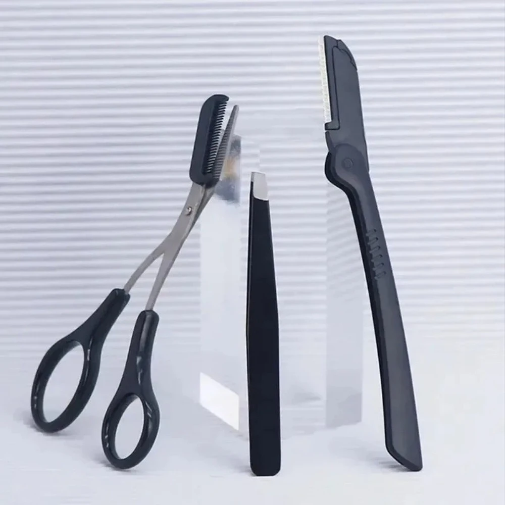3Pcs/Set Stainless Steel Eyebrow Clip Comb Scissors Eyebrow Trimmer Eyebrow Trimmming Tool Women's Beauty Tools Eyebrow Tweezers