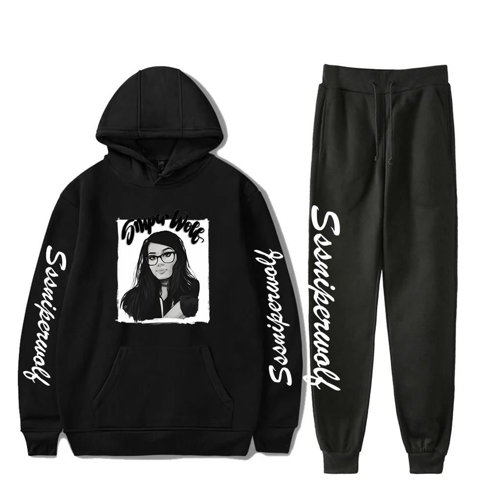 

SSSniperWolf Merch Two Piece Set Unisex Hoodie+Jogger Pant Harajuku Streetwear 90s Fashion Clothes Men Women Suit