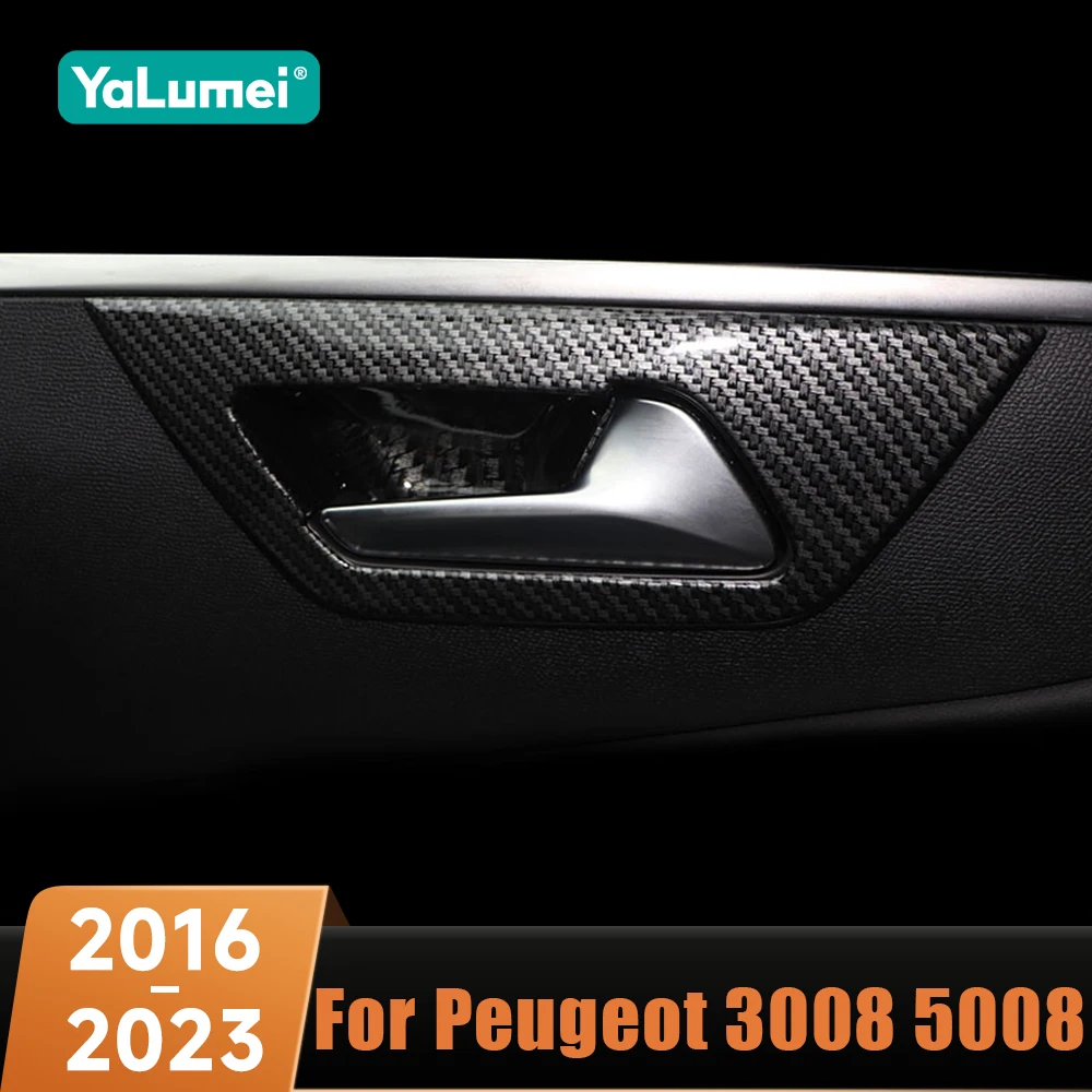 

Углеродное волокно, внутренняя дверная ручка, защитная рамка, накладка для Peugeot 3008 5008 GT 2016 2017 2018 2019 2020 2021 2022 2023