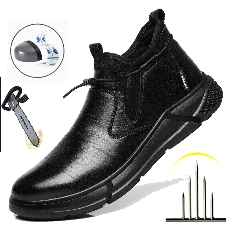 

Construction Work Shoes Men Steel Toe Safety Shoes Anti-stab Anti-smash Work Safety Boots Male Waterproof Protective Footwear