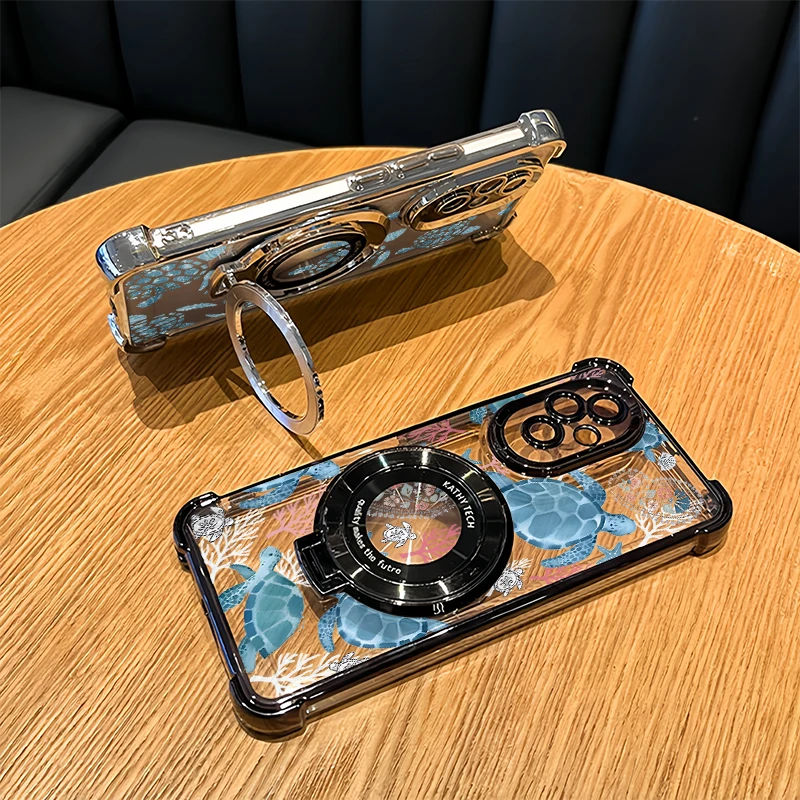 Shockproof Phone Case For Infinix Note 60 50X 50S 40S 50 40 Pro Plus 30 5G Clear Plating Sea Turtle Pattern Bracket Cover - view 2