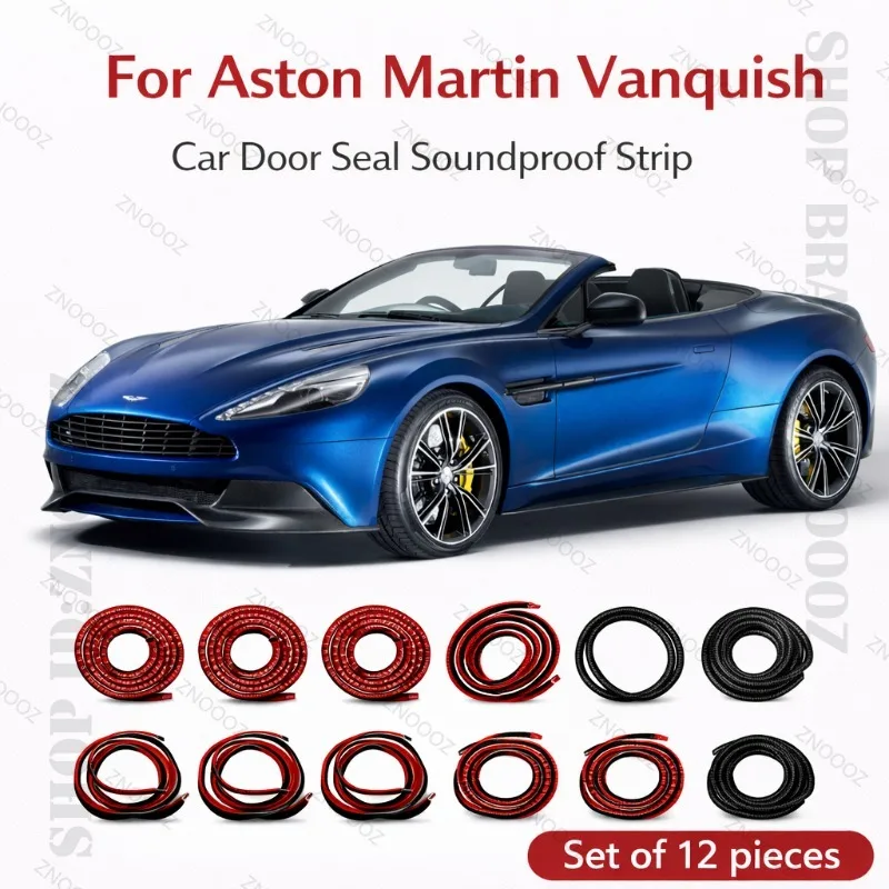 For Aston Martin Vanguish Car Door Seal Strip Rubber Double Layer Soundproof Dustproof Waterproof Door Weatherstrip 12PCS Set