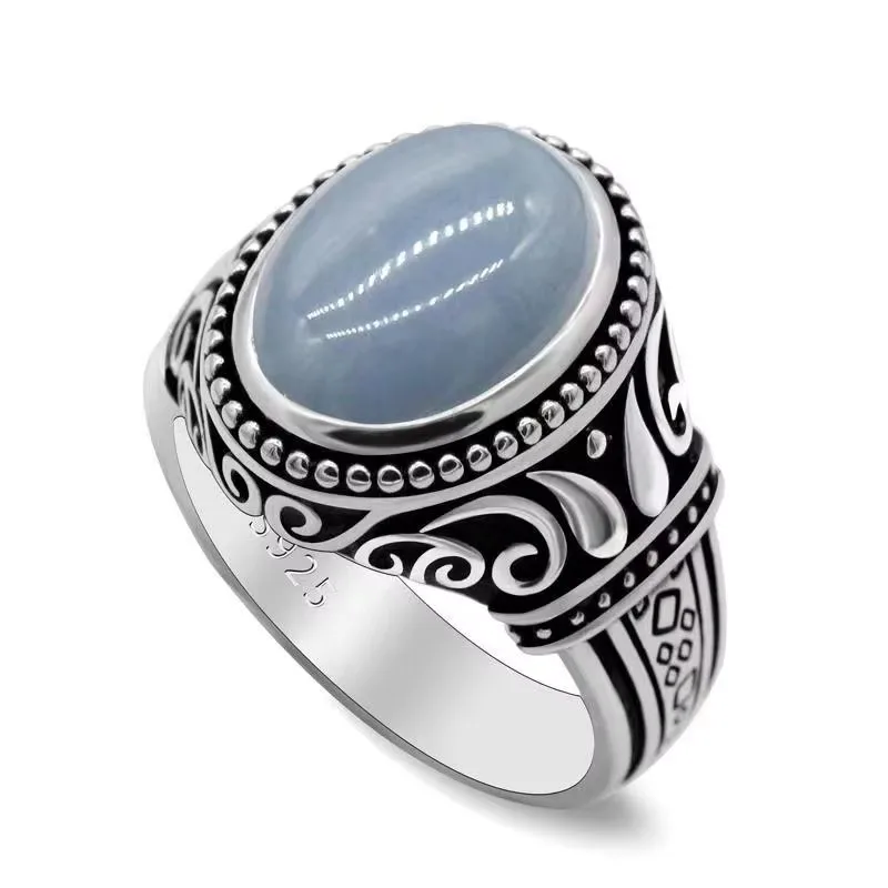 S925 فضة اليدوية خاتم جوهرة طبيعية Türkiye اليدوية هدية عطلة حزب مجوهرات فاخرة هدية حفلة