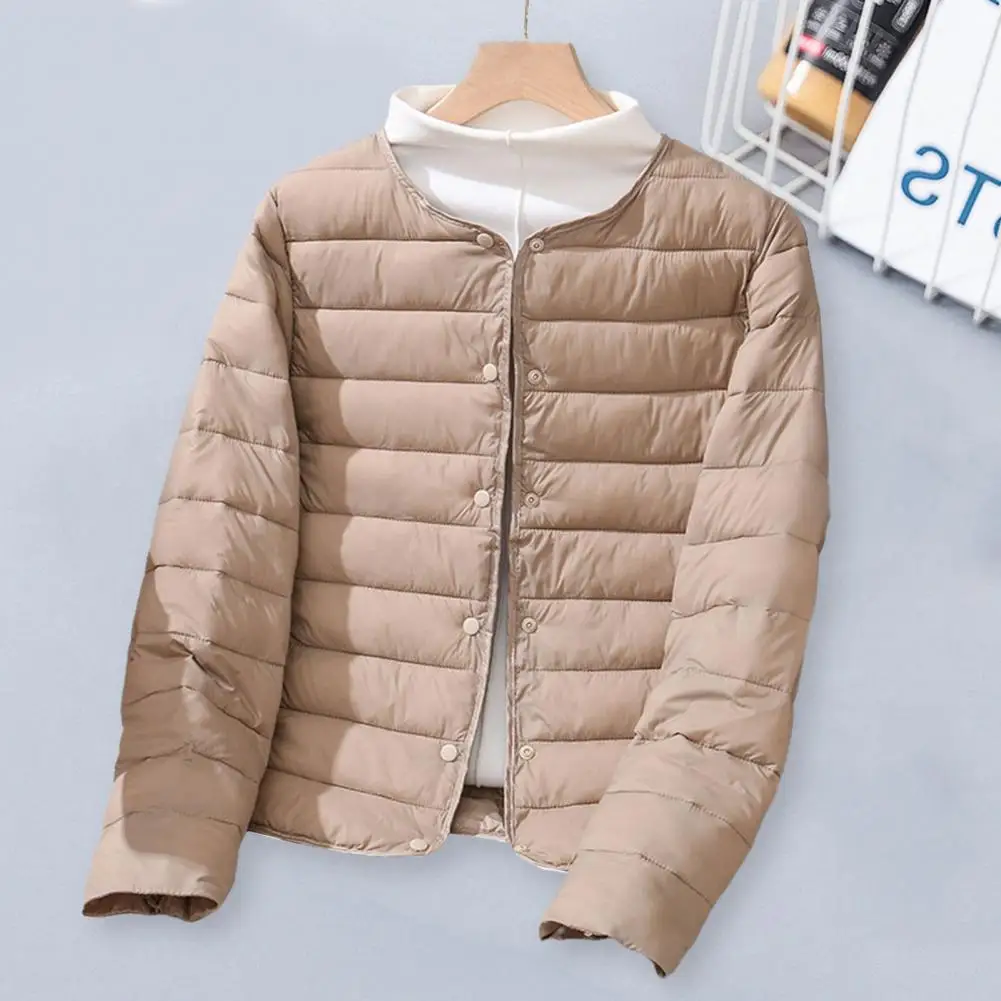 Lightweight Cotton Jacket Stylish Women's Winter Cotton Jacket with Padded Long Sleeve Cardigan Single-breasted Design for Soft