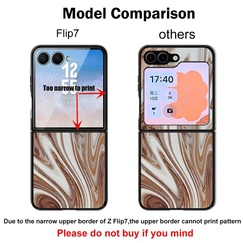 Ink Wash Marble Printed Leather Texture Phone Case For Samsung Galaxy Z Flip8 Flip7 FE Flip6 Flip5 Flip4 Flip3 5G Hard PC Cover view 5