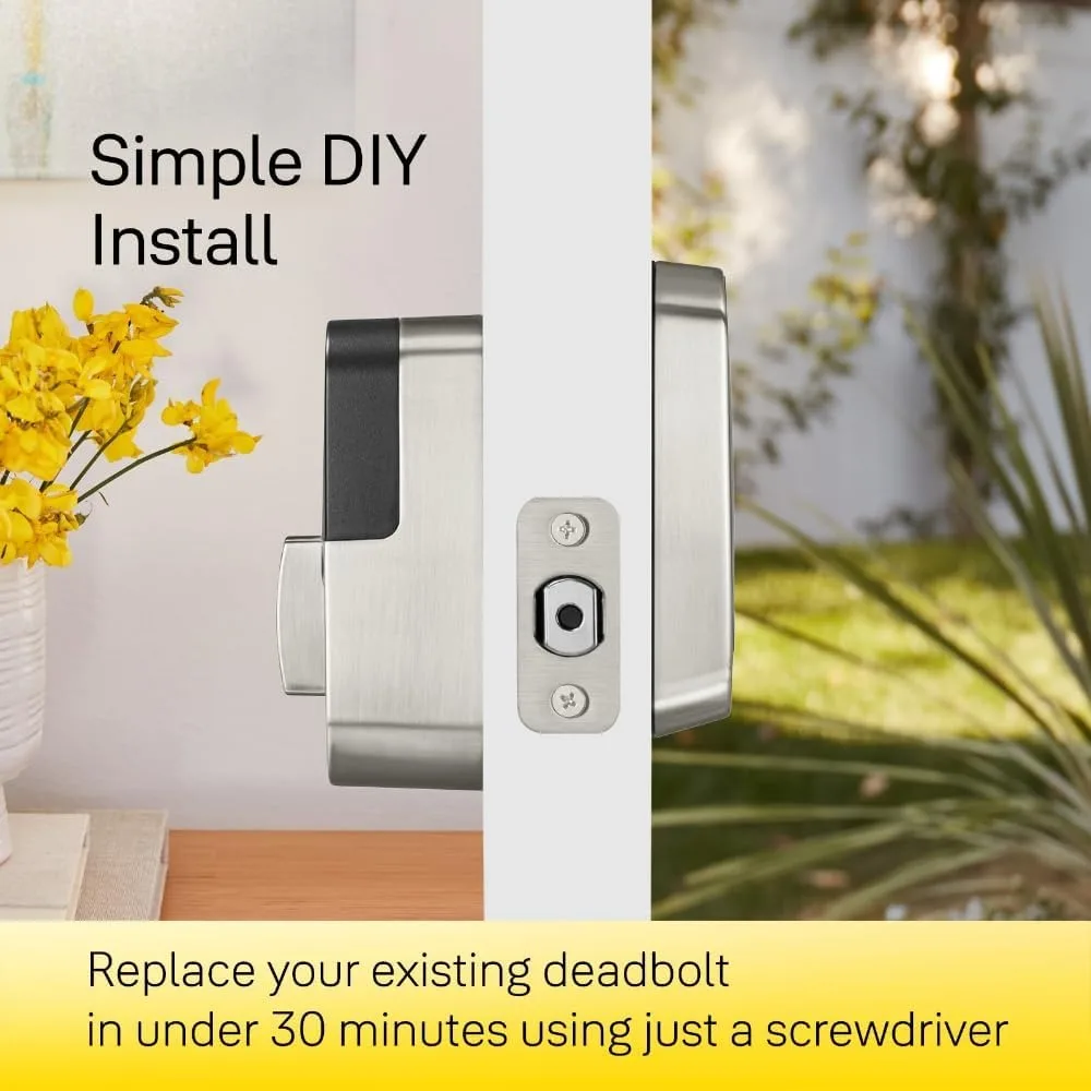Assure Lock 2 pêne dormant tactile, serrure de porte d'entrée intelligente sans clé en daim noir avec clavier connecté Bluetooth et numérisation d'empreintes digitales