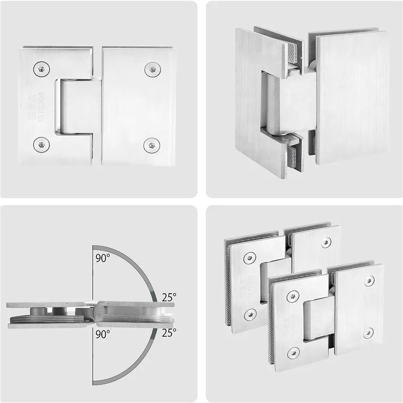 

2 Pack Frameless Glass Shower Door Hinges Brushed Nickel Shower Door Hinges Heavy Duty 304 Stainless Steel-Hot