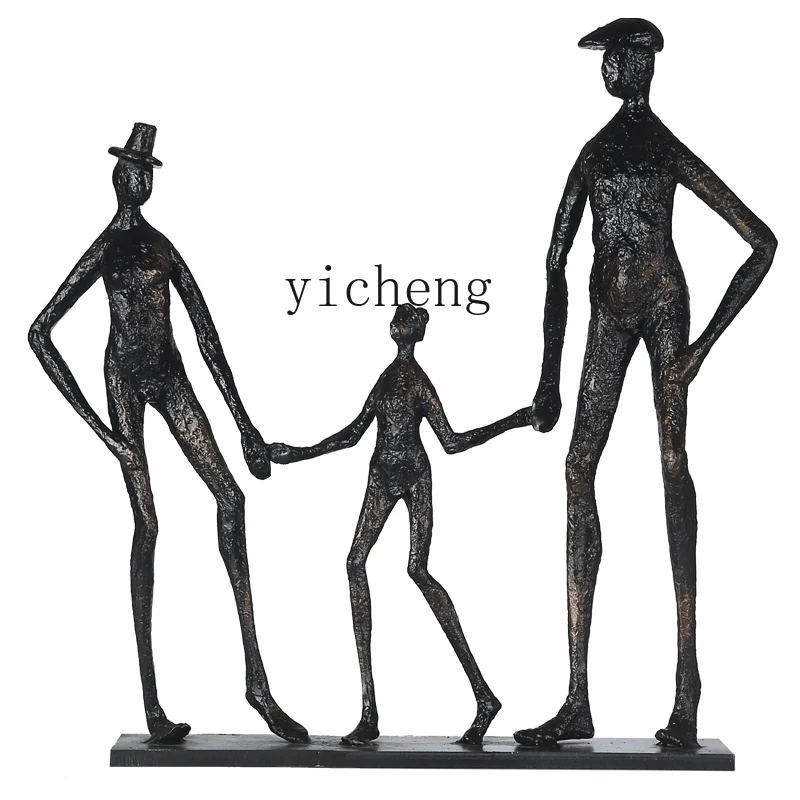 

ZC Modern Creative Family Three Portrait Sculpture Decorations Living Room TV Bench for Bedroom Entrance Decoration