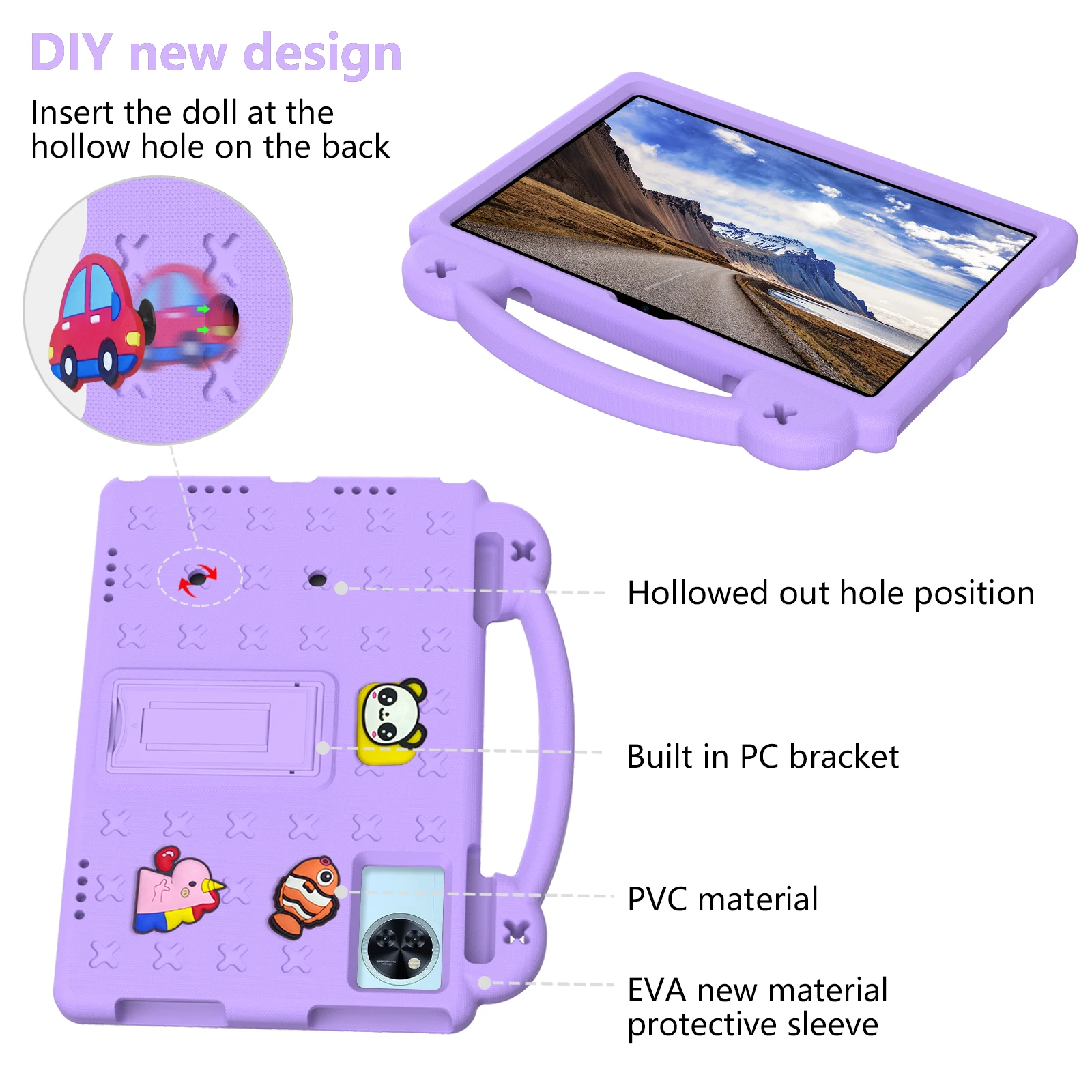 Kids EVA Case for Doogee U11 2025 11 inch Safe Cute Bear Handheld Stand Shockproof Tablet Cover for Doogee U11Pro 11