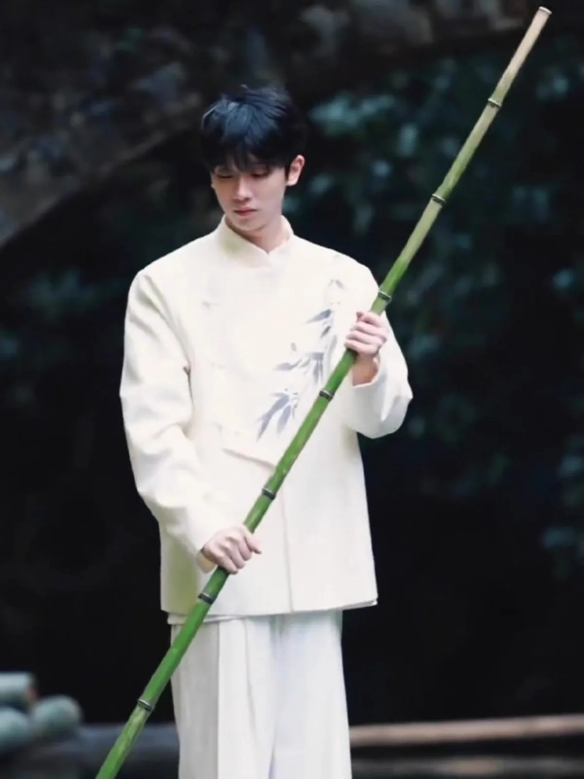 

New Chinese Sle Men's White oulder Padded Suit Wedding Outfit Casual Western Coat Stand Fit Spring Season Youth Trend