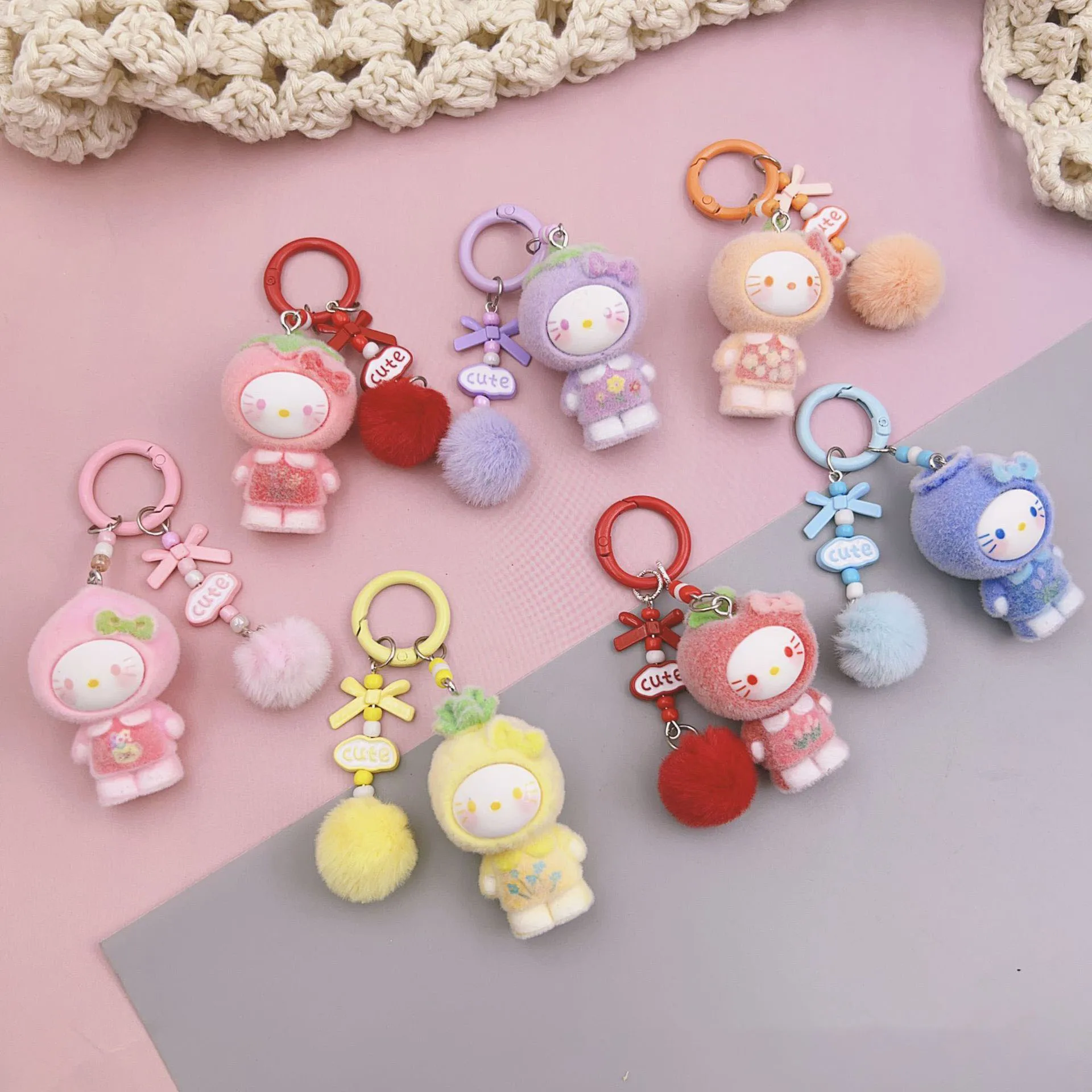 

Creative Cartoon Kitty Keychains Pendant For Car Kuromi Keychain Anime Cartoon Women Doll Keyring Gifts