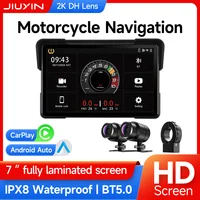Reproductor Multimedia HD 2K para motocicleta de 5/7 pulgadas, grabadora de vídeo de navegación GPS, CarPlay inalámbrico, Android Auto, pantalla impermeable IPX8