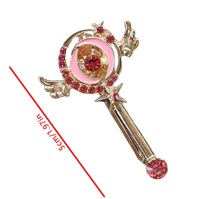 1/2pcs Beautiful Girl Warrior Hits Diamond Studded Magic Wand Hair Clip Pink Dreamy Super Eye-catching Lit Up Playful Styling