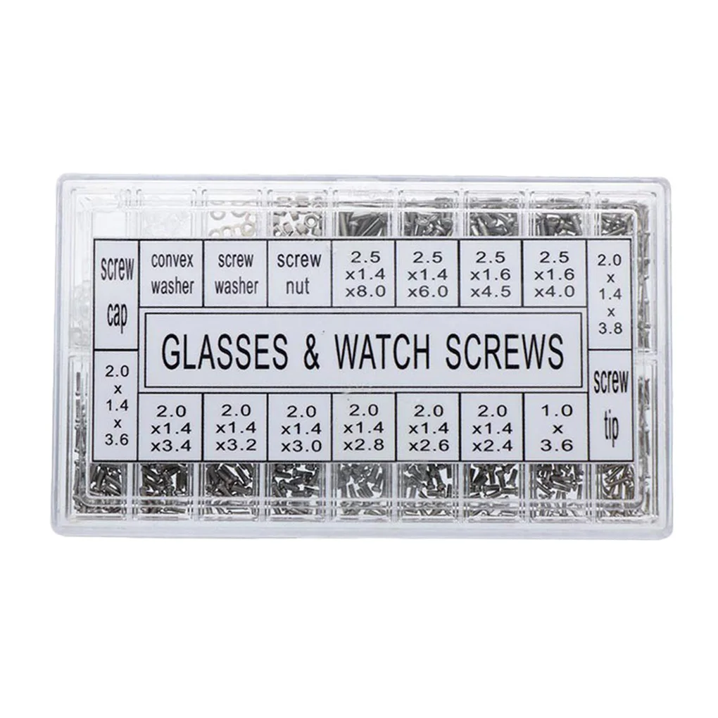 1000PCS Eyeglasses Repair Screw Kit Mini Screws Nuts Nose Pads Replacement Parts for Glasses