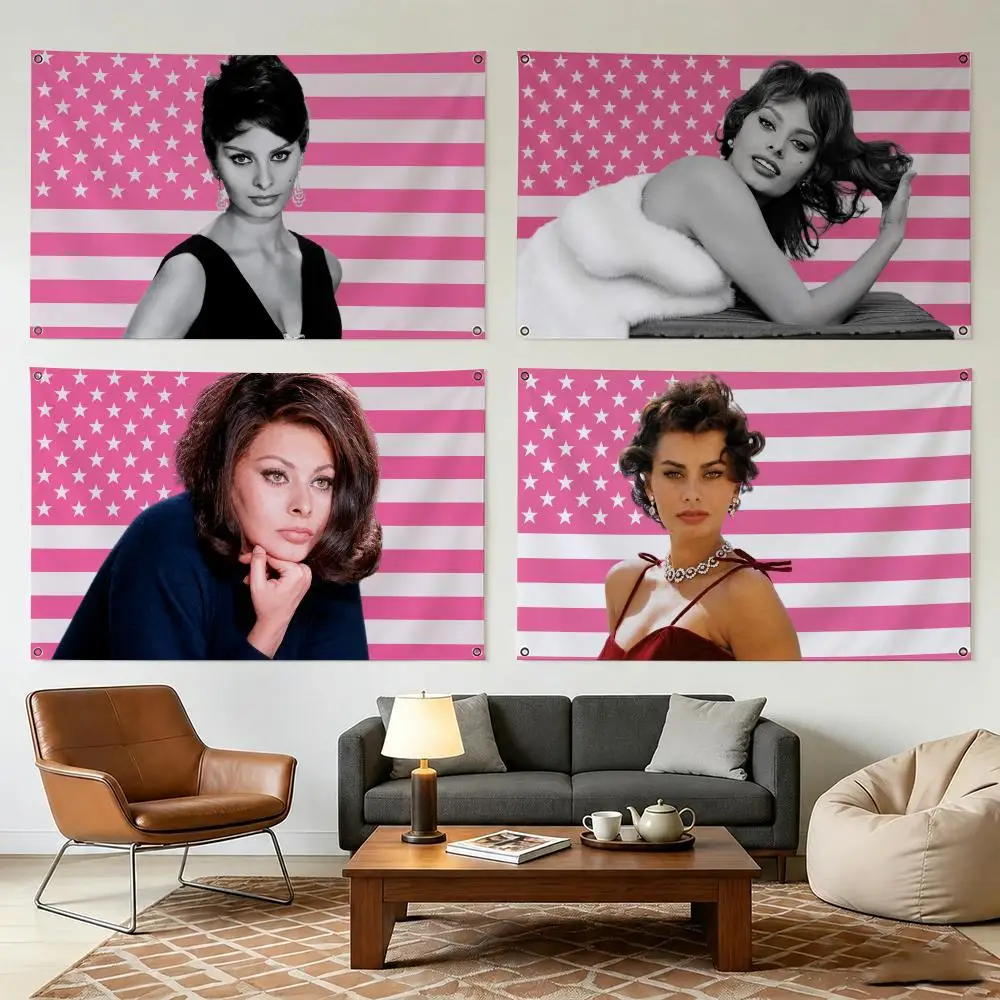 Sophia L-loren Actor Flags Wall Hanging Outdoor Garage Room Decorative Fashion Gift Background