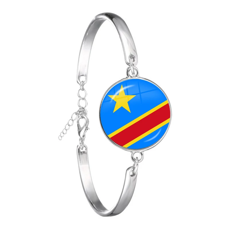 Djibouti,Uganda,Gambia,Congo,Gabon,Comoros,Lesotho,Somalia,Bulgaria National Flag Glass Cabohcon Bracelet For Women Men Gift