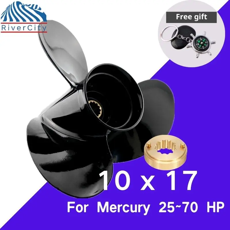 Boat Propeller 10x17 For Mercury 25hp 30hp 35hp 40hp 45hp Outboard Screw Boat Motor Aluminum Alloy Propeller 3 Blade 13 Spline