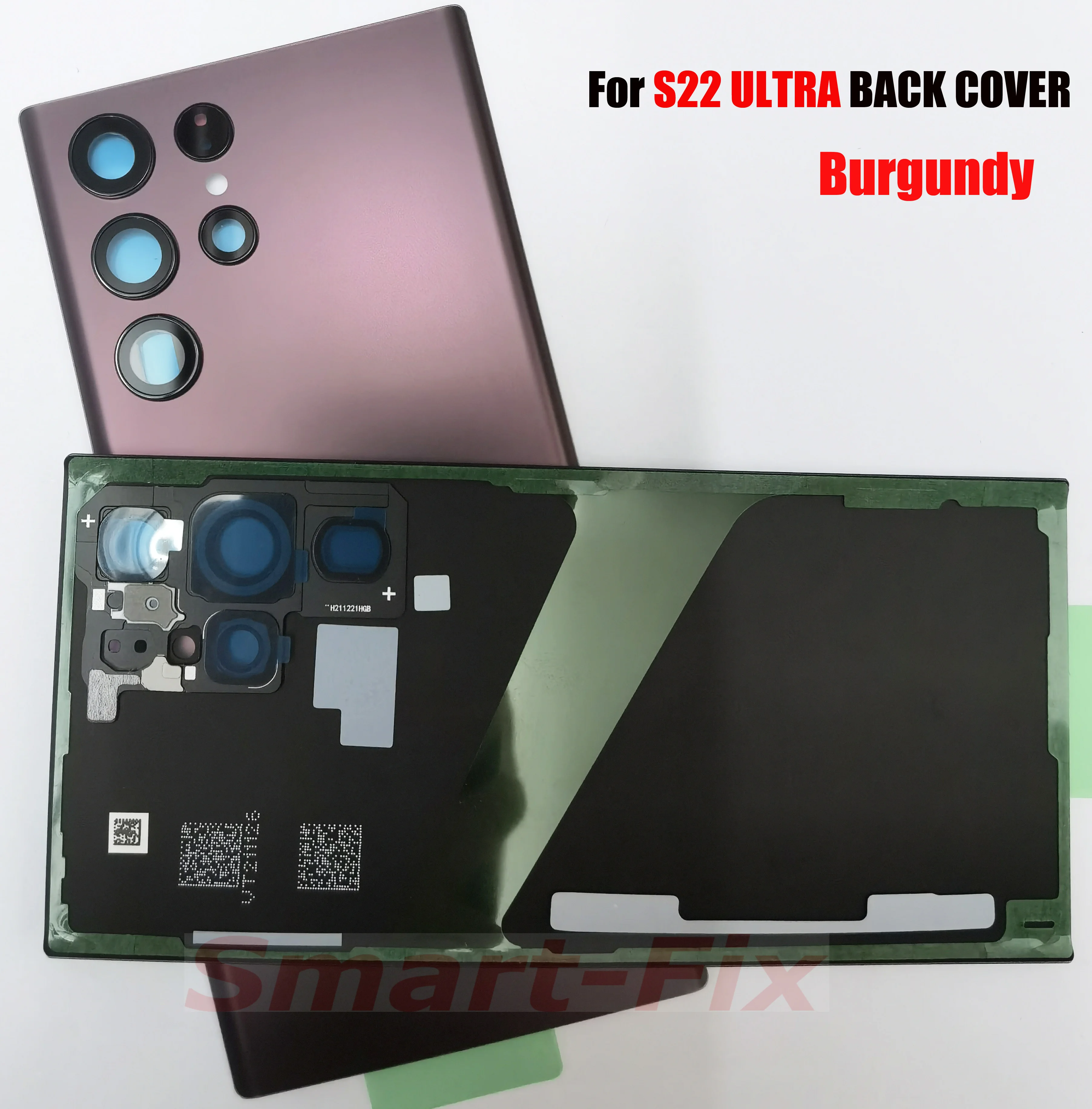 Custodia posteriore per materiali OEM per il SAM-S22 Ultra S22Ultra cover posteriore in vetro cornice con obiettivo della fotocamera e adesivo per S22Ultra 5G