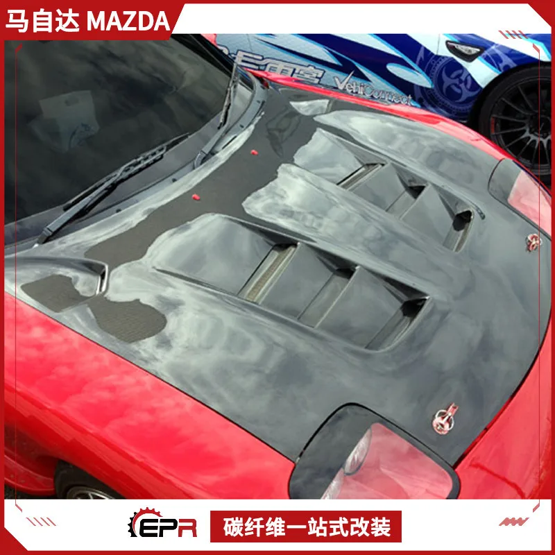 Applicable Mazda RX7 FD3S Carbon Fiber Engine Hood Modification RE Rain Palace Style Cooling Front Hood