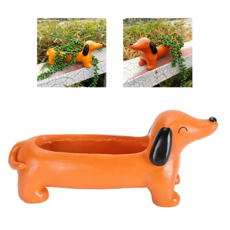 Dog Flower Pot Multipurpose Cute Innovative Resin Waterproof Flower Planter Pot For Indoor Outdoor Patio Garden