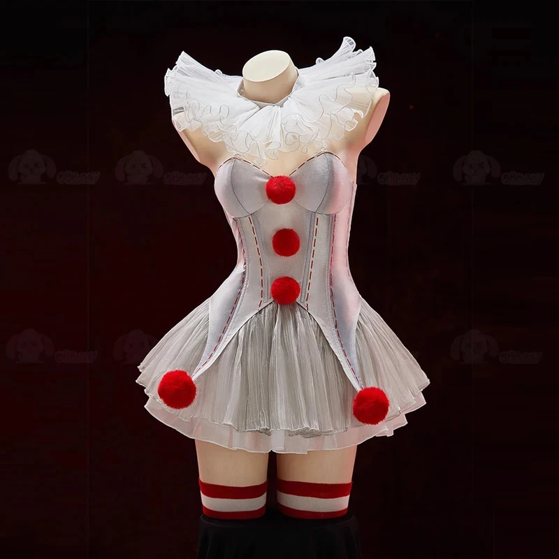 

Movie Pennywise Cosplay Costume Women Sexy Clown Outfits Adult Clowns Fancy Dress up Halloween Carnival Stage Performese Clothes