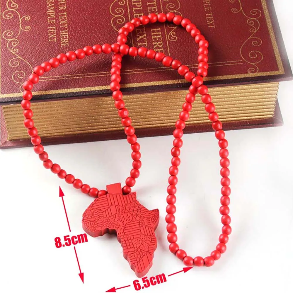 SOMEHOUR Fashion Africa Map Necklace For Men And Women Engraved Wooden Pendant Beads String Chians Charms Dangle Hiphop Jewelry
