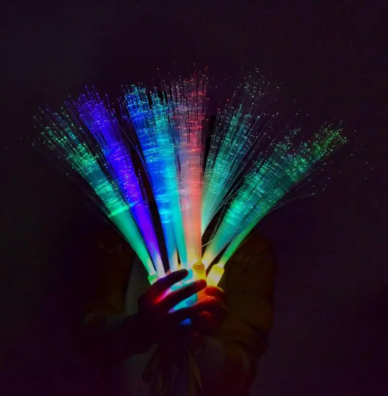 

120pcs LED Light Up Fiber Optic Wands Glow Sticks Flashing Concerts Rave Party Birthday Favors Goodie Fillers Battery Include