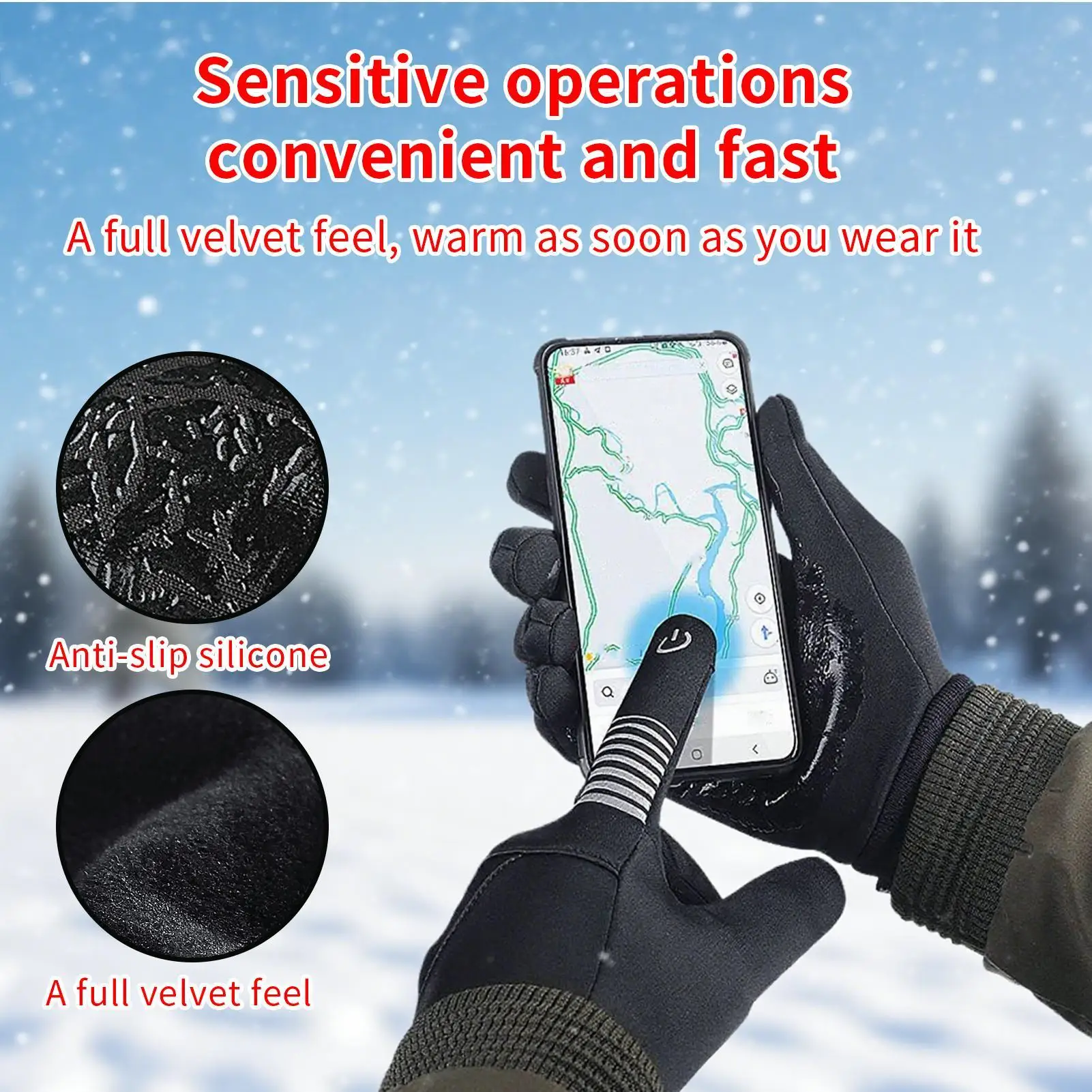

Winter Gloves Touchscreen Waterproof Snow Gloves Non-slip Mittens for Men Women Sporting Cycling Driving Skiing Outdoor