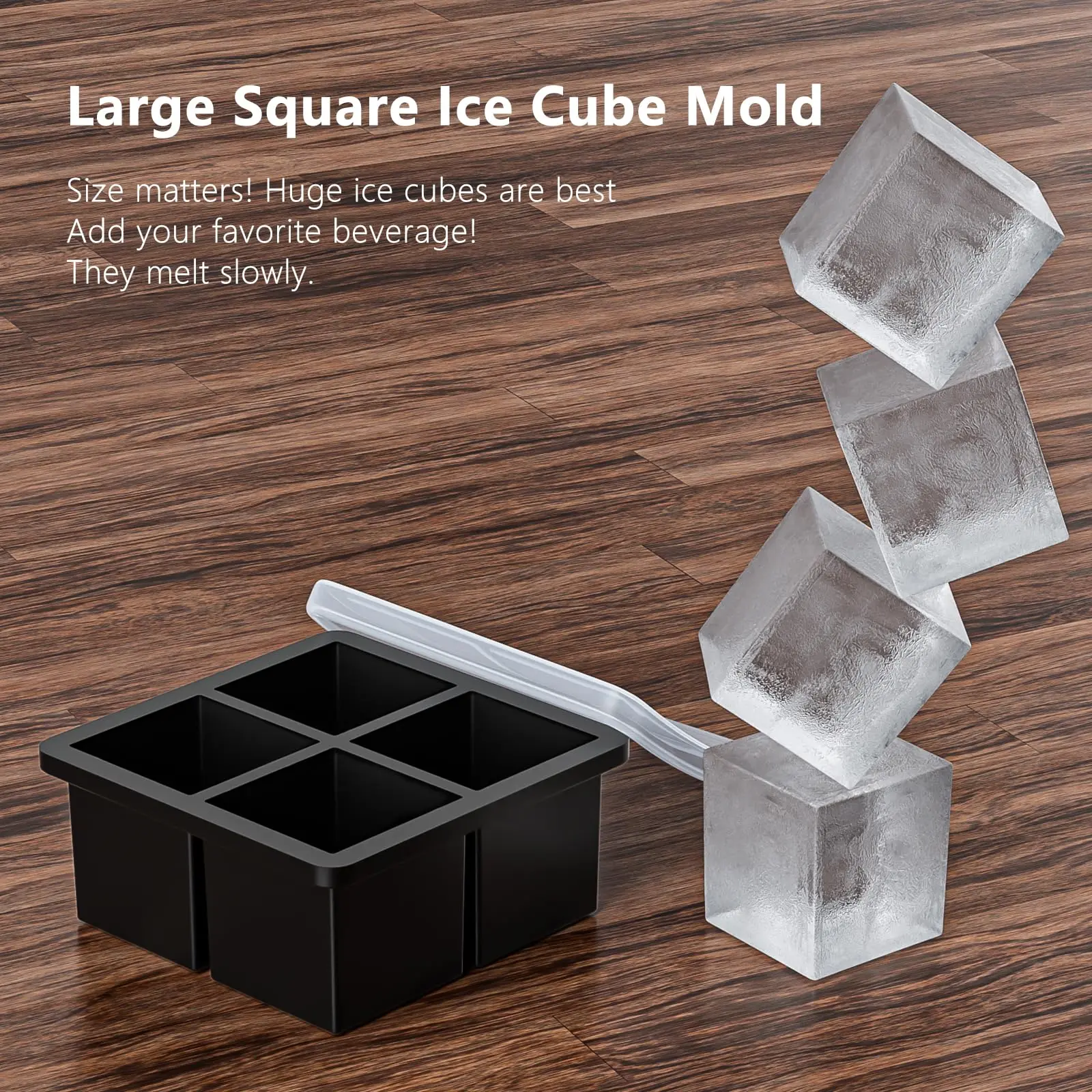 Große quadratische Eiswürfelform 4/6/8/15 Fächer Lebensmittelechte Silikon-Eisform mit Deckel Quadratische Eiswürfelform für DIY Whiskey Cocktail – Detail 15