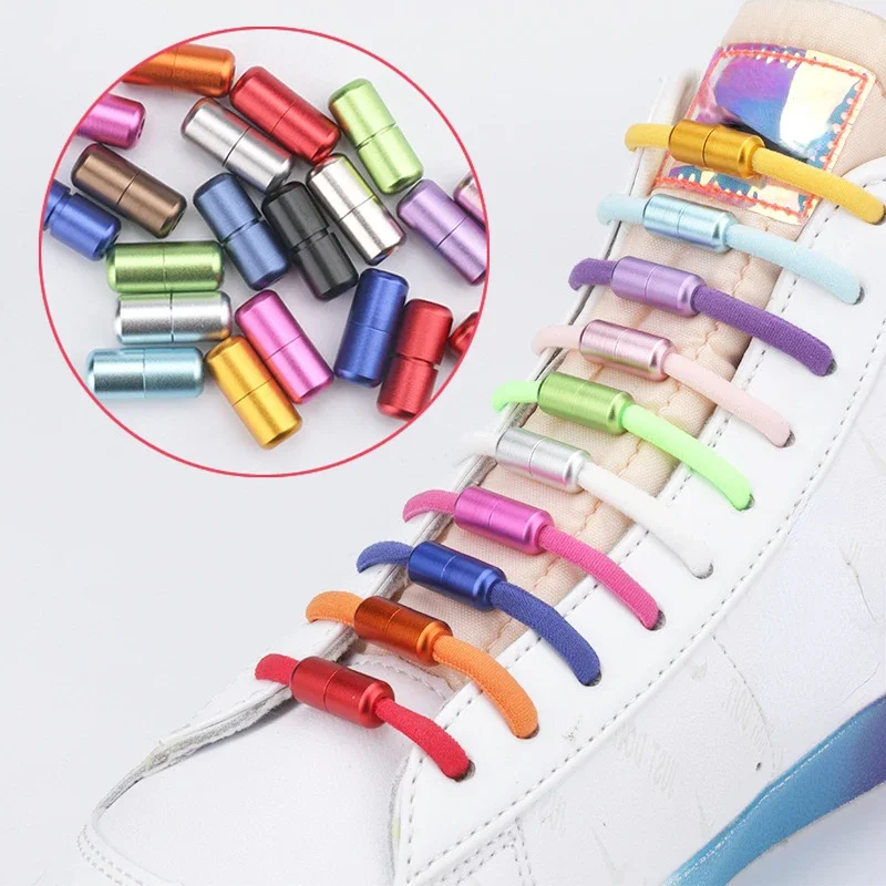 Elastic No Tie Shoelaces Casual Shoe Laces for Kids and Adult Sneakers Shoelace Quick Lazy Metal Lock Laces Shoe Strings