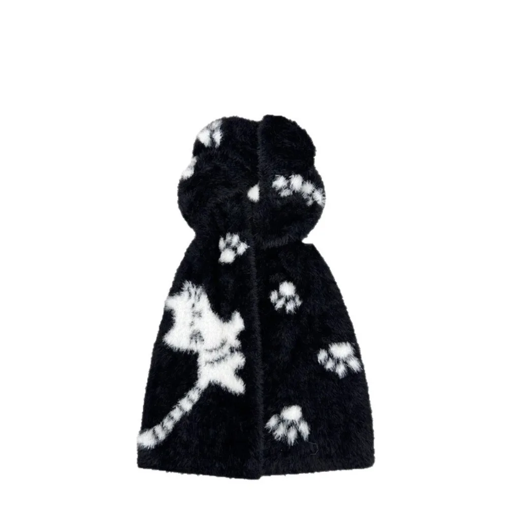 Warm Thick Guitar Cats Scarf Soft Double Sided Winter Scarf Imitation Mink Velvet Fuzzy Texture Long Muffler Trendy Men