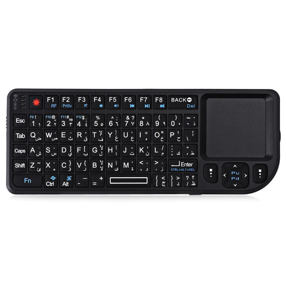 MRSVI A8 Mini Draadloos Toetsenbord 2.4G 7-kleuren Backlit Touchpad Air Mouse Met Infrarood Indicator voor Android TV Box PC, Kantoor
