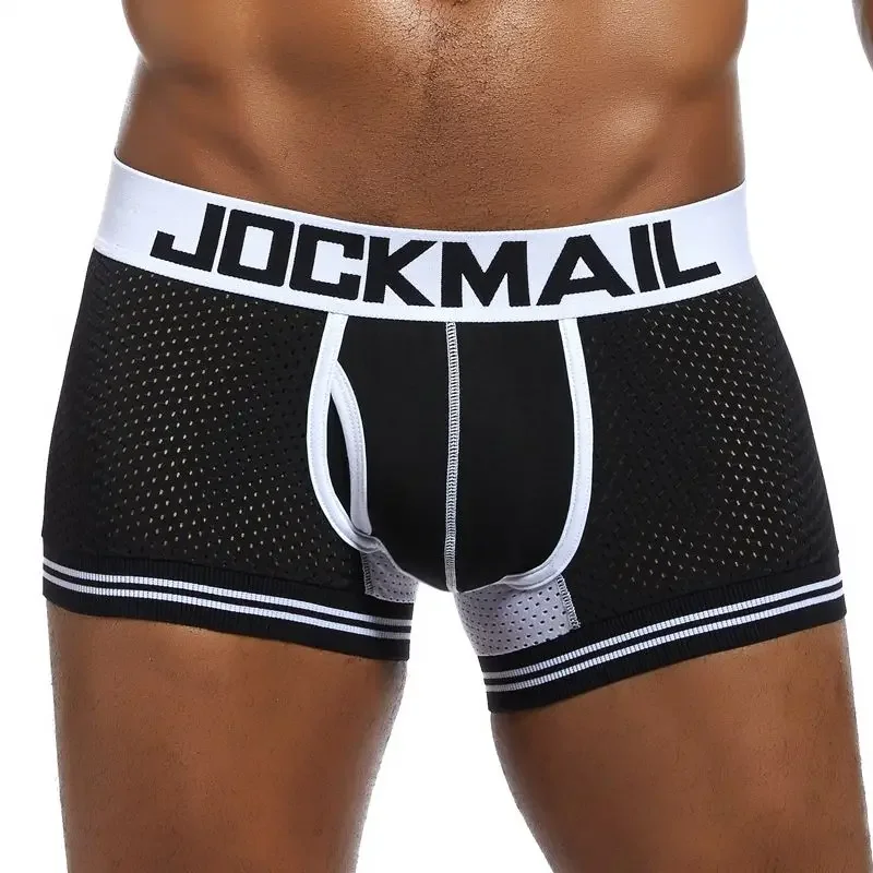 JOCKMAIL-ملابس داخلية للرجال ، ملابس داخلية شبكية على شكل حرف U ، سراويل داخلية مثيرة ، شورت بوكسر قطني للرجال ، ملابس نوم للرجال ، سراويل داخلية للمثليين