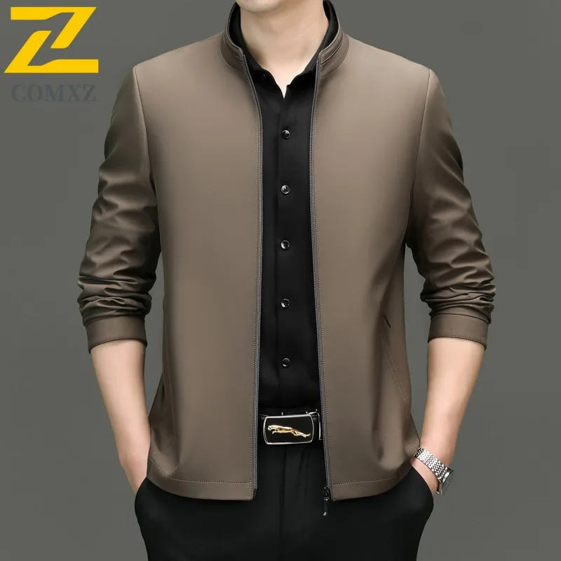 

COMXZ Мужская ветровка против морщин, весенний сезон, легкое деловое повседневное пальто, легко в уходе, моющиеся рабочие куртки 2025г