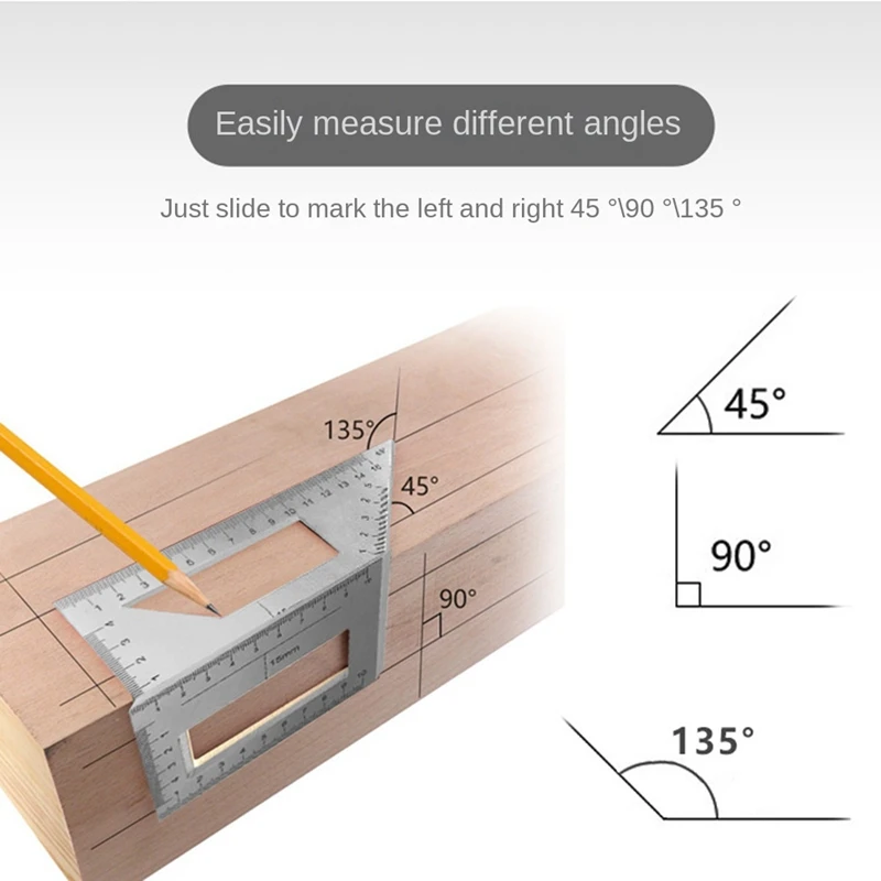 Multifunctional Square 45+90 Degree Gauge Angle Ruler T-Shaped Measuring Woodworking Ruler Tool