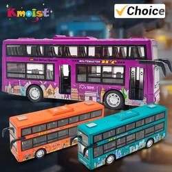 Double Decker City Bus Friction Powered Bus Toys Vehicles Bus Model with Light Music Inertial Vehicles for Kids Boys Xmas Gifts