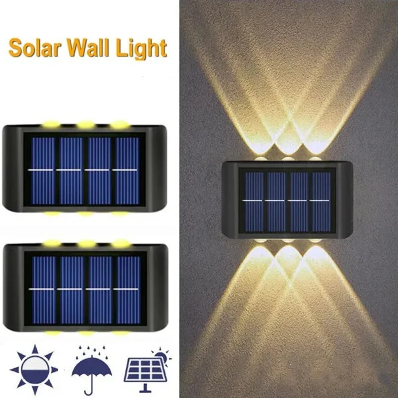 

Solar Wall Lamp Outdoor Waterproof Solar Lights Up And Down Convex lens Lighting For Garden Street Landscape Balcony Outdoor Dec