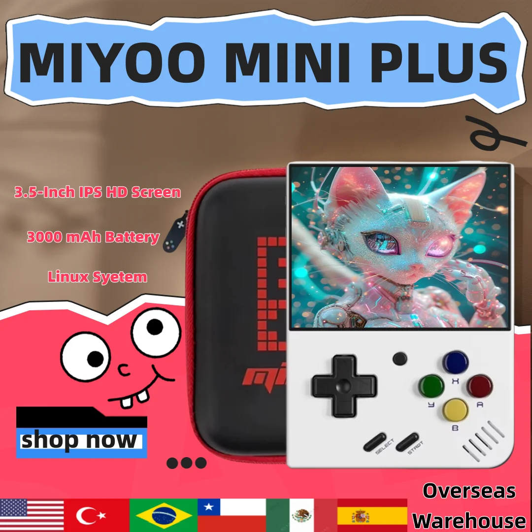 Miyoo Mini Plus Portable Retro Video Handheld Game Consoles V2 Mini+ Linux System IPS Screen Classic Video Game Consoles Gifts