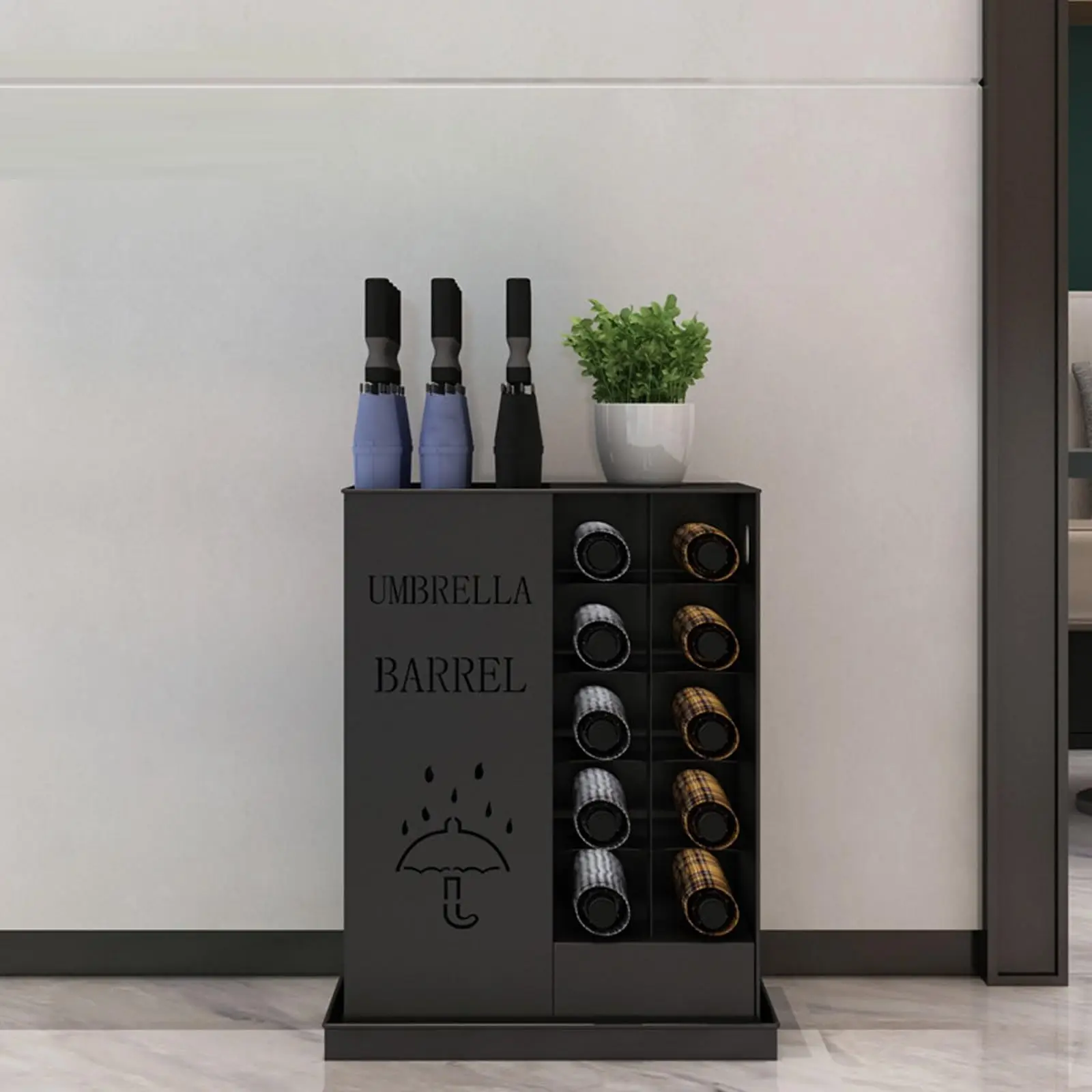 Commercial Metal Large Capacity Umbrella Holder With removable drain tray,Indoor Entryway Umbrella stand，Can hold 22