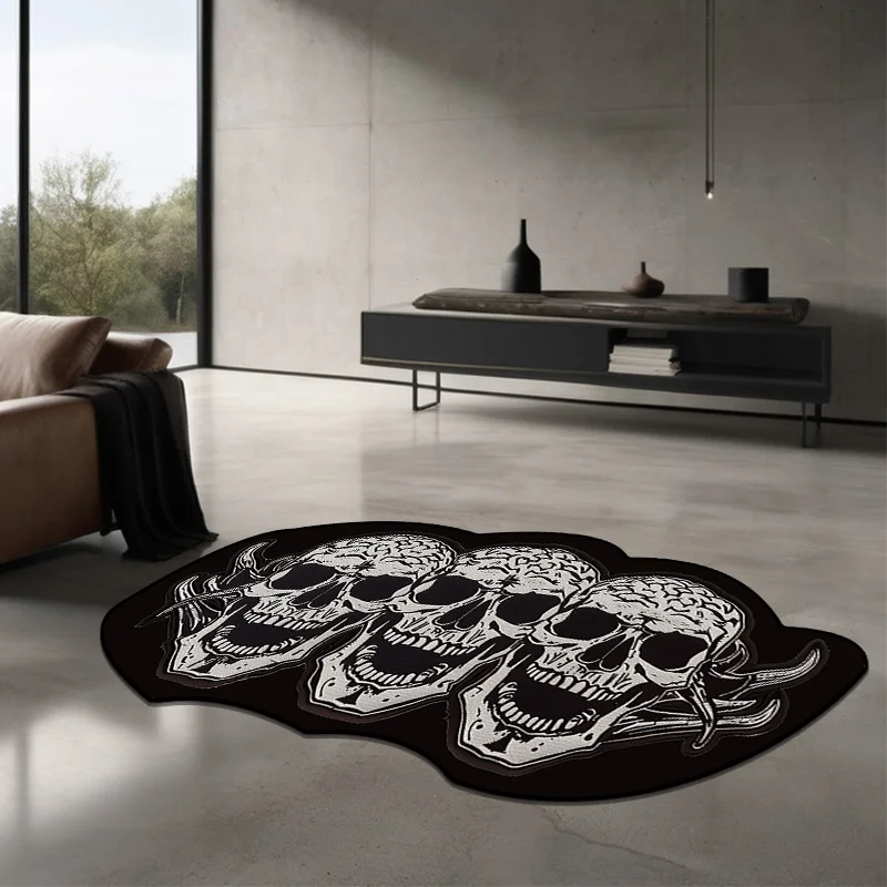 

Black White Cartoon Creative Carpet Smiling Face Skull Rug Soft Fluffy Bedroom Rugs Living Room Decoration Floor Mat Non-slip 러그