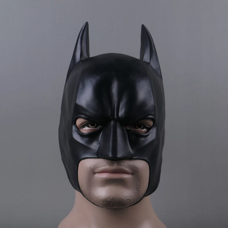 Movie Superhero Bruce Wayne Cosplay Costume PVC Latex Mask Helmet Halloween Unisex Prop