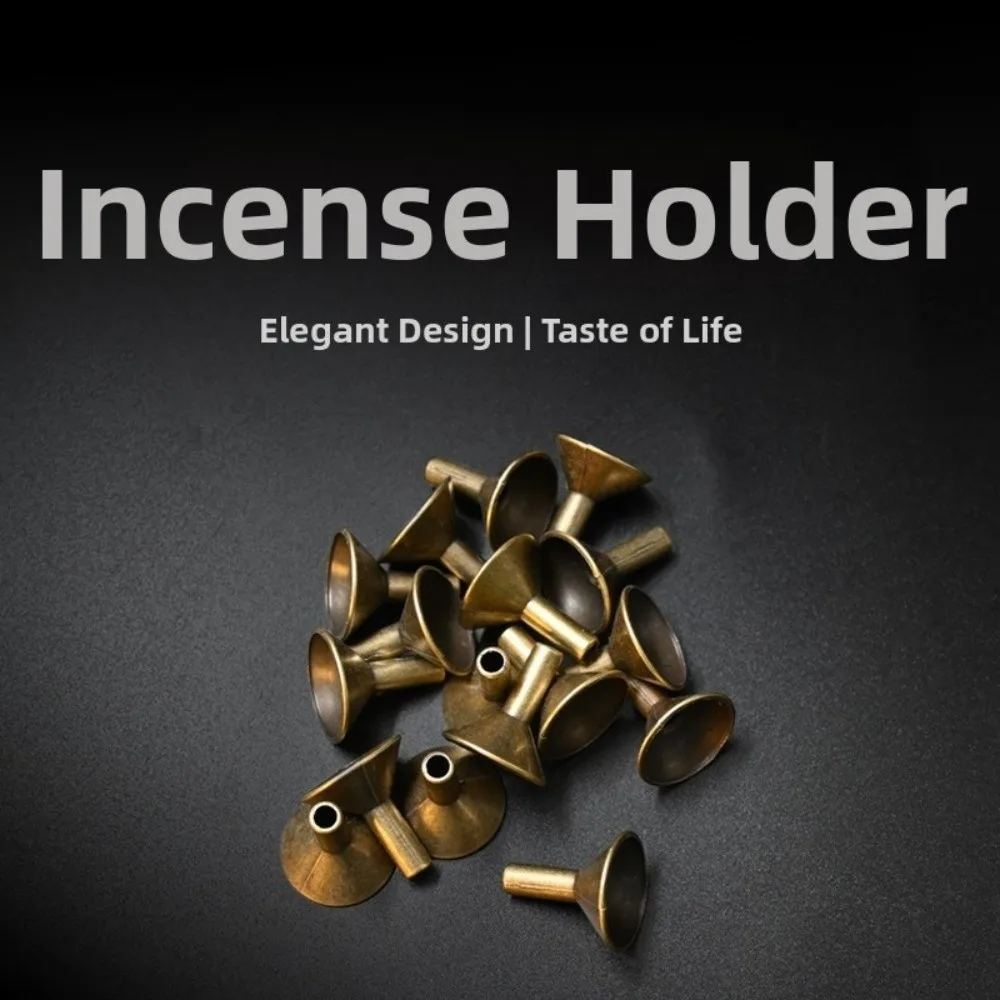 100pcs Alloy Incense Cone Tray 1in Mini Size Incense Cone Holder Backflow Design Funnel Shape Backflow Incense Rack Travel Use