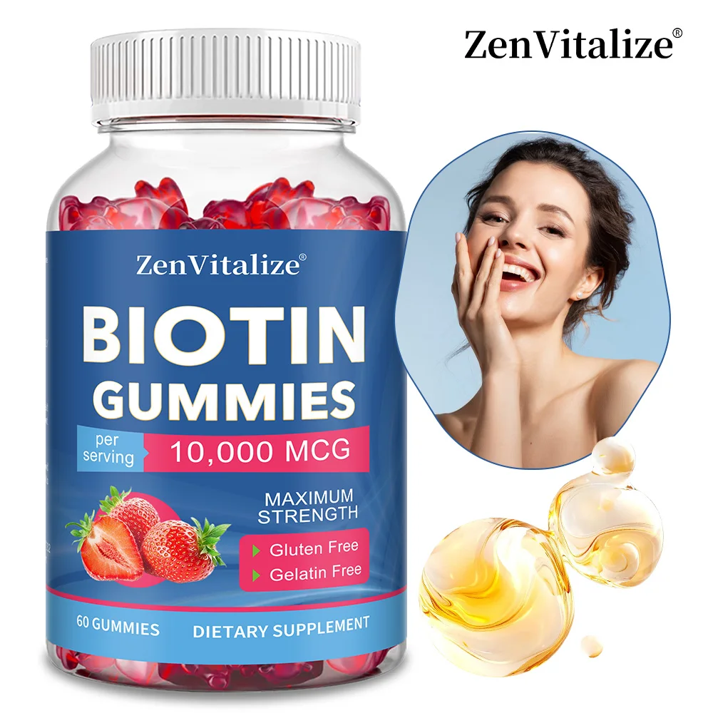 

Biotin Gummies 10,000mcg – Supports Healthy Hair & Stronger Nails, Energy Metabolism for Men & Women, Vegan, Non-GMO