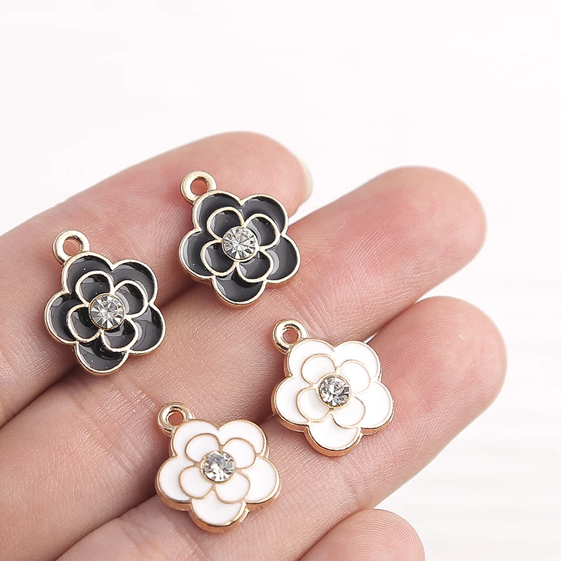 10pcs/lot Mix Enamel Flower Charms Pendants for Jewelry Making Drop Earrings Necklaces Bracelets DIY Handmade Crafts Accessories