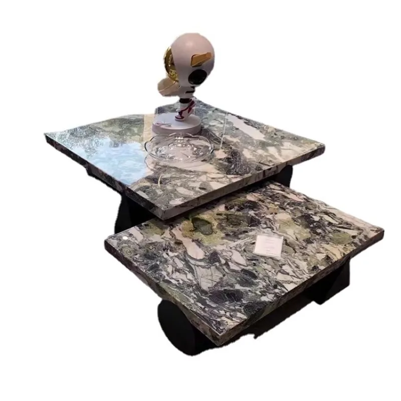 

Italian minimalist rock slab coffee table imported cold jadeite marble Nordic luxury stone tea table