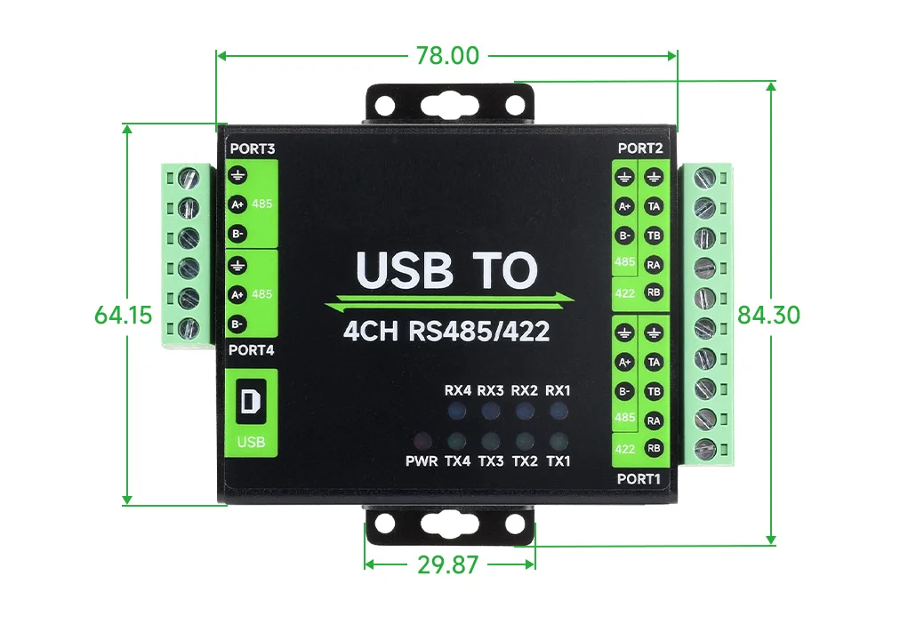 Industrieller isolierter USB zu RS485/422 Konverter, unterstützt USB zu 2-Wege RS485 2-Wege RS485/2, 5 ft4232hl Chip – Detail 4